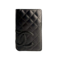 Second hand Chanel 31 Rue Cambon Lambskin Leather Matelassè Vertical Long Wallet Black - Tabita Bags