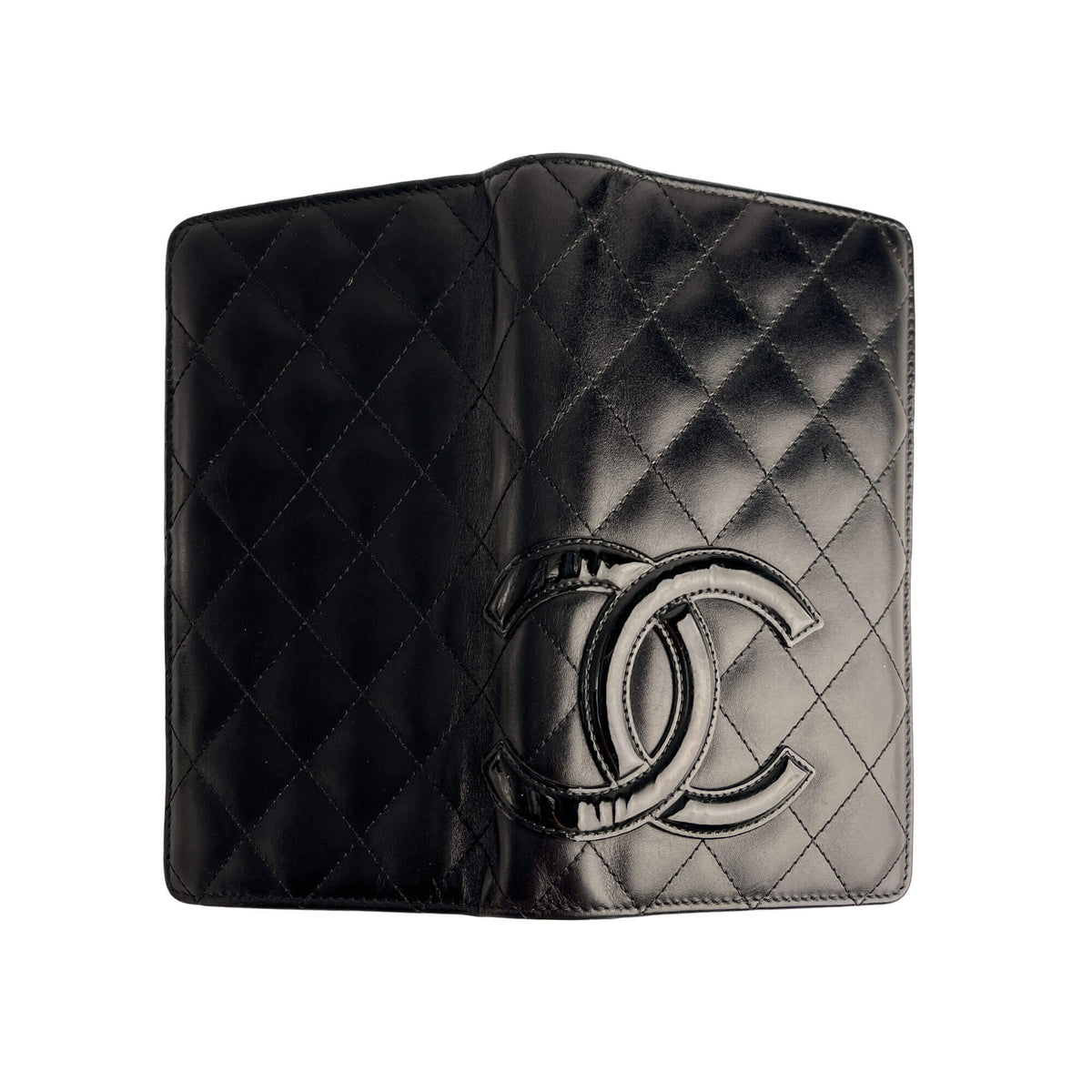 Second hand Chanel 31 Rue Cambon Lambskin Leather Matelassè Vertical Long Wallet Black - Tabita Bags