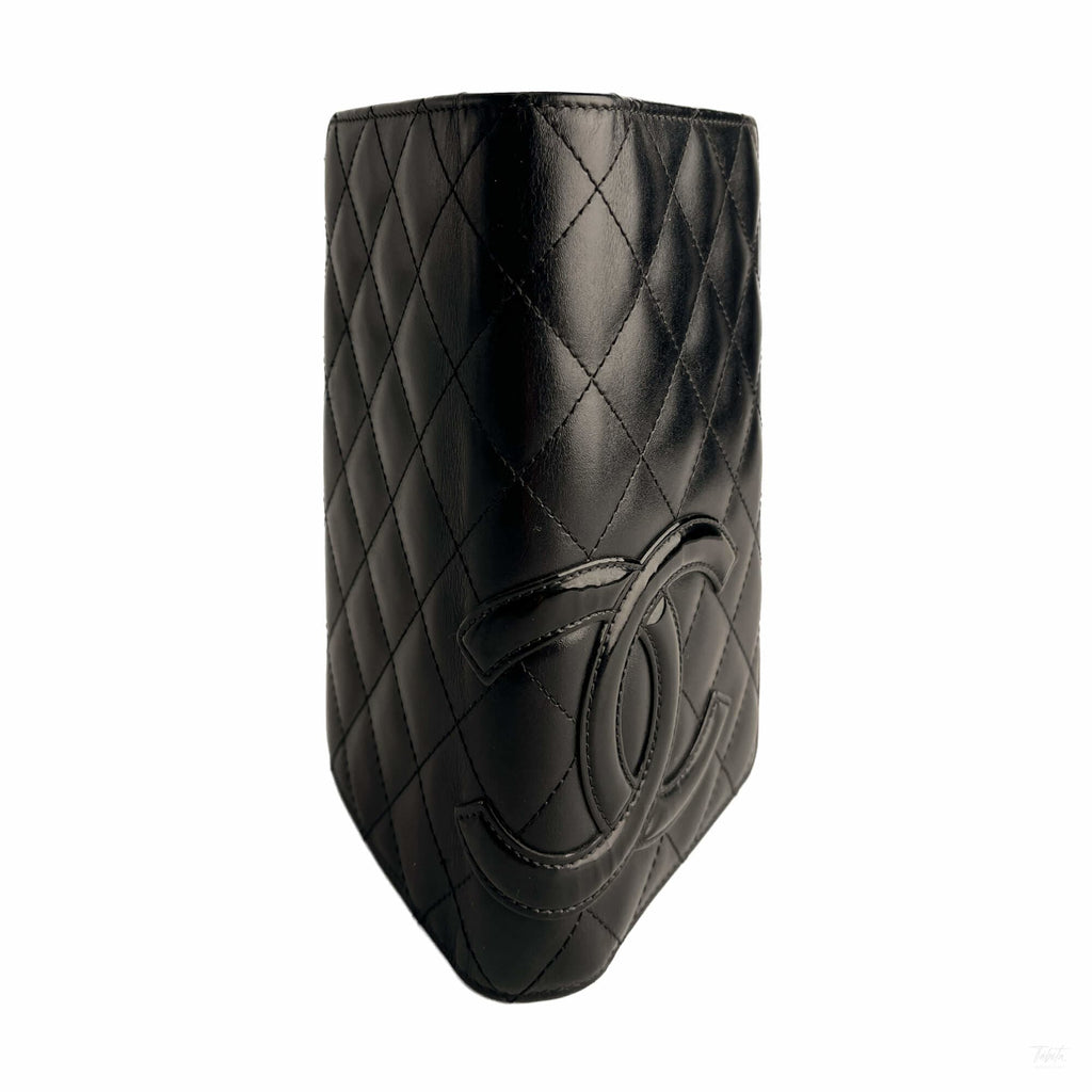 Second hand Chanel 31 Rue Cambon Lambskin Leather Matelassè Vertical Long Wallet Black - Tabita Bags