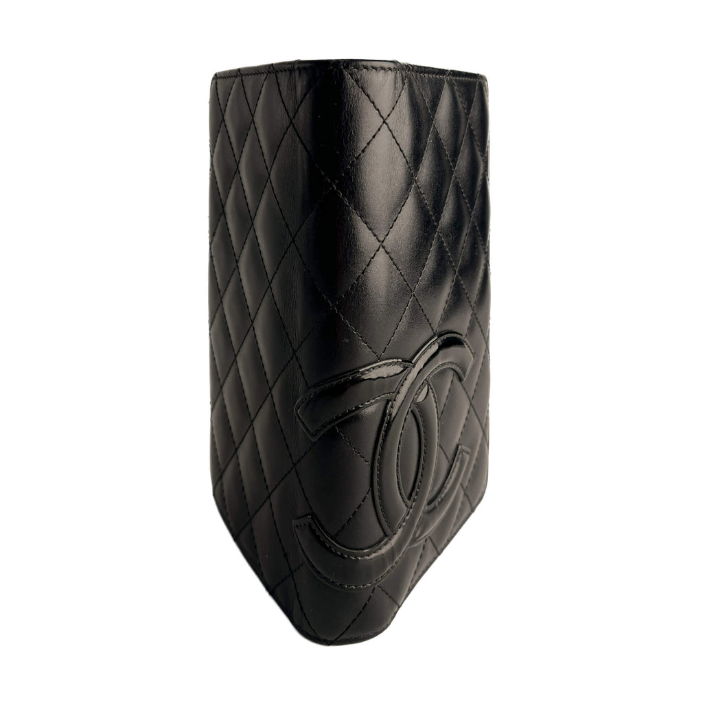 Second hand Chanel 31 Rue Cambon Lambskin Leather Matelassè Vertical Long Wallet Black - Tabita Bags