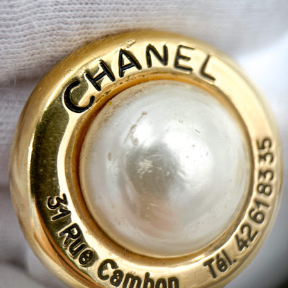 Second hand Chanel 31 Rue Cambon Metal & Faux Pearls Stud Earrings - Tabita Bags