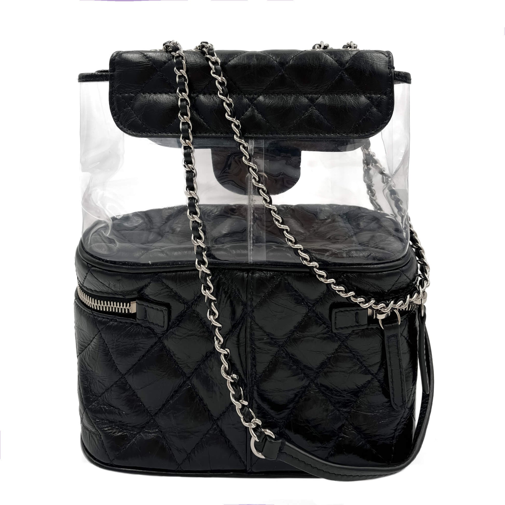 Second hand Chanel Acquarium Leather & PVC Shoulder Bag Black - Tabita Bags