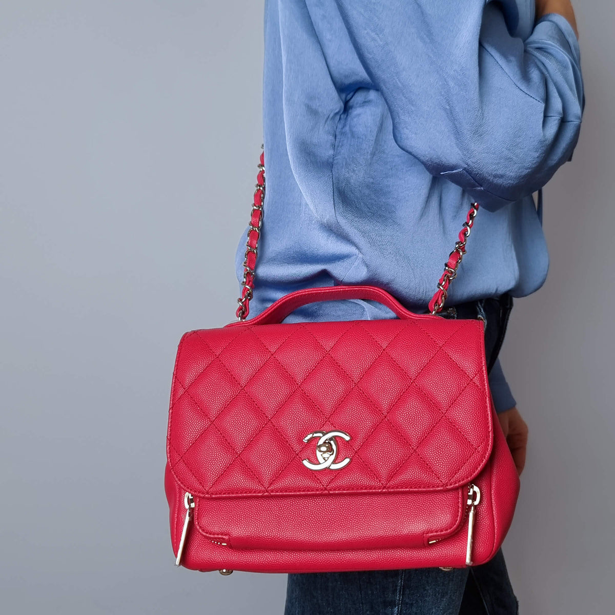 Second hand Chanel Affinity Caviar Leather Bag Pink - Tabita Bags