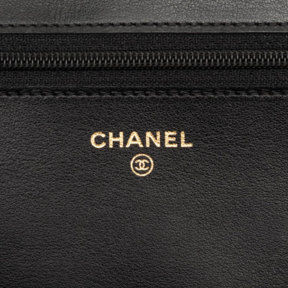 Second hand Chanel Boy Caviar Leather Quilted Wallet on Chain Crossbody Black - Tabita Bags