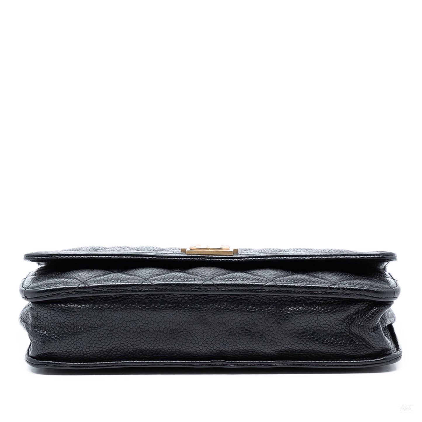 Second hand Chanel Boy Caviar Leather Quilted Wallet on Chain Crossbody Black - Tabita Bags