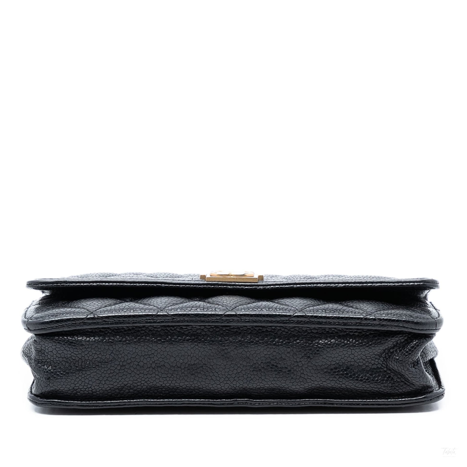 Second hand Chanel Boy Caviar Leather Quilted Wallet on Chain Crossbody Black - Tabita Bags