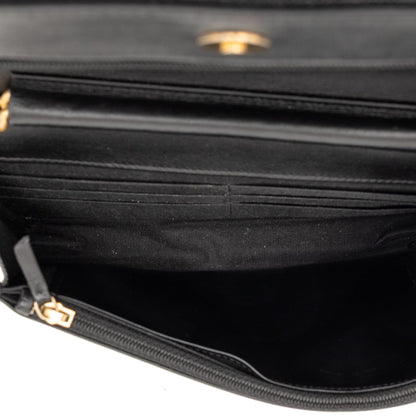 Second hand Chanel Boy Caviar Leather Quilted Wallet on Chain Crossbody Black - Tabita Bags