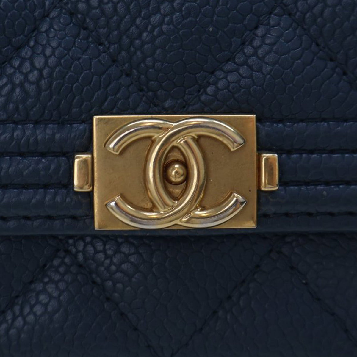 Second hand Chanel Boy Caviar Leather Quilted Wallet on Chain Crossbody Blue - Tabita Bags