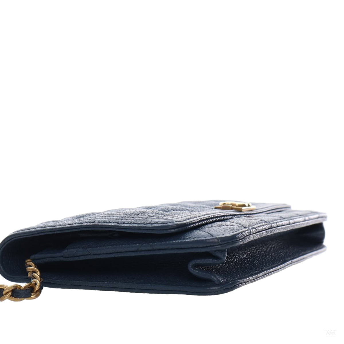 Second hand Chanel Boy Caviar Leather Quilted Wallet on Chain Crossbody Blue - Tabita Bags
