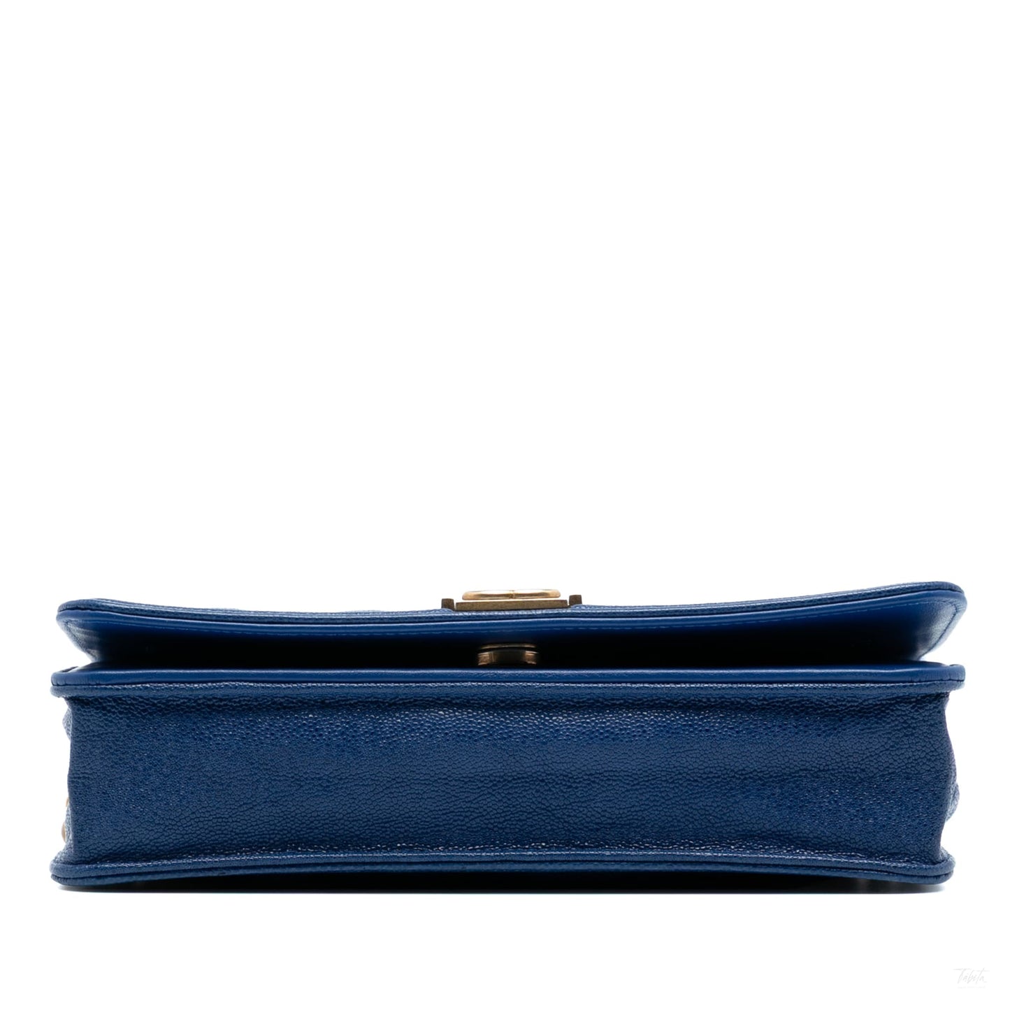 Second hand Chanel Boy Caviar Leather Quilted Wallet on Chain Crossbody Blue - Tabita Bags