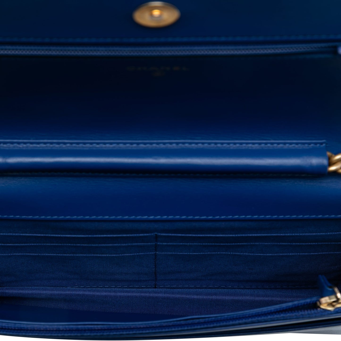 Second hand Chanel Boy Caviar Leather Quilted Wallet on Chain Crossbody Blue - Tabita Bags