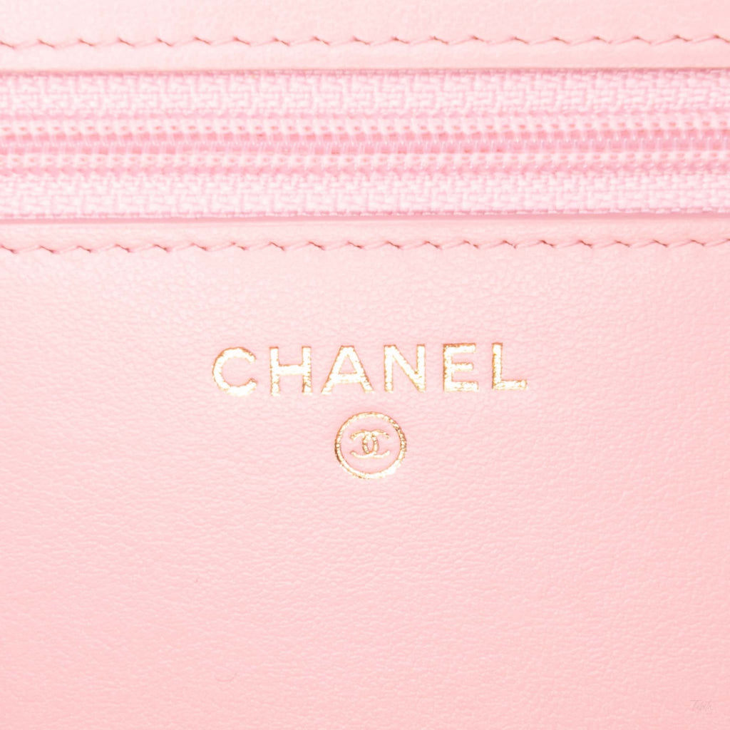 Second hand Chanel Boy Caviar Leather Quilted Wallet on Chain Crossbody Pink - Tabita Bags
