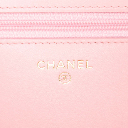 Second hand Chanel Boy Caviar Leather Quilted Wallet on Chain Crossbody Pink - Tabita Bags