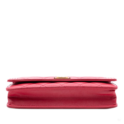 Second hand Chanel Boy Caviar Leather Quilted Wallet on Chain Crossbody Red - Tabita Bags