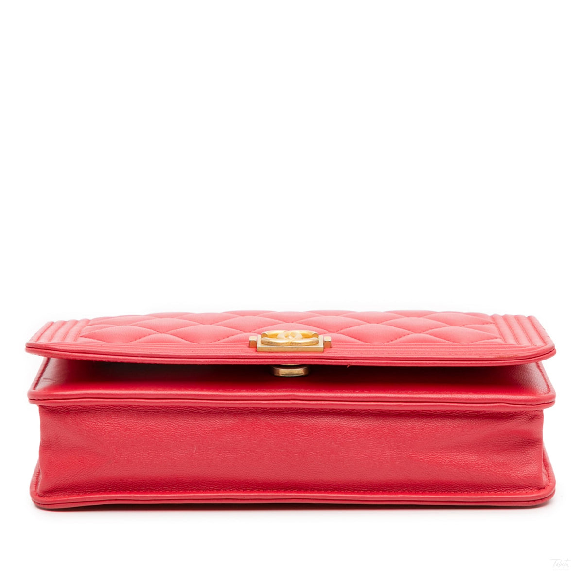 Second hand Chanel Boy Caviar Leather Quilted Wallet on Chain Crossbody Red - Tabita Bags