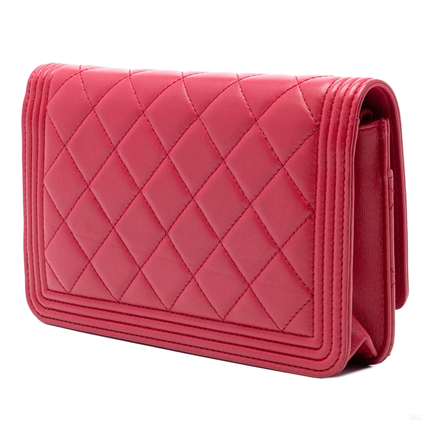 Second hand Chanel Boy Caviar Leather Quilted Wallet on Chain Crossbody Red - Tabita Bags