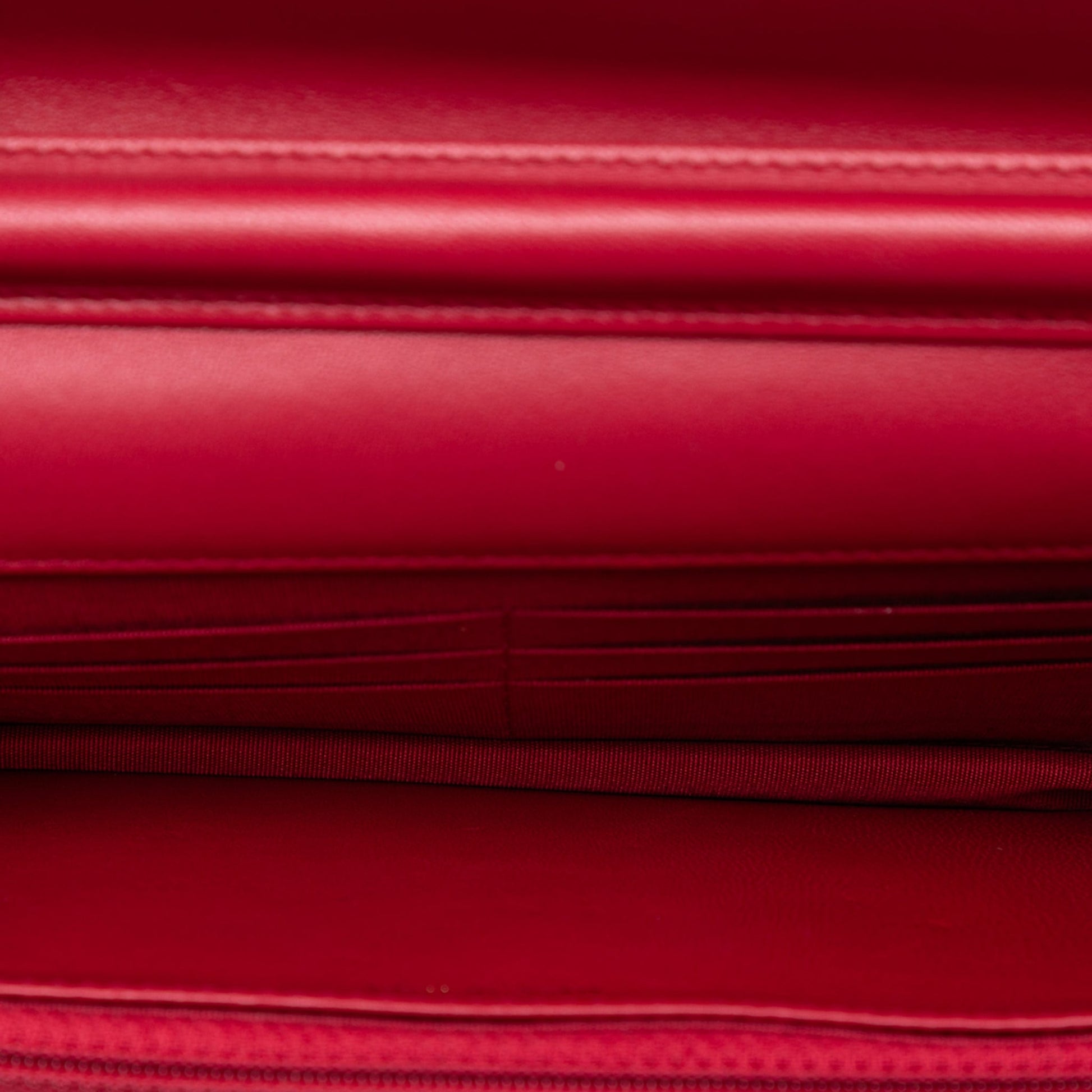 Second hand Chanel Boy Caviar Leather Quilted Wallet on Chain Crossbody Red - Tabita Bags