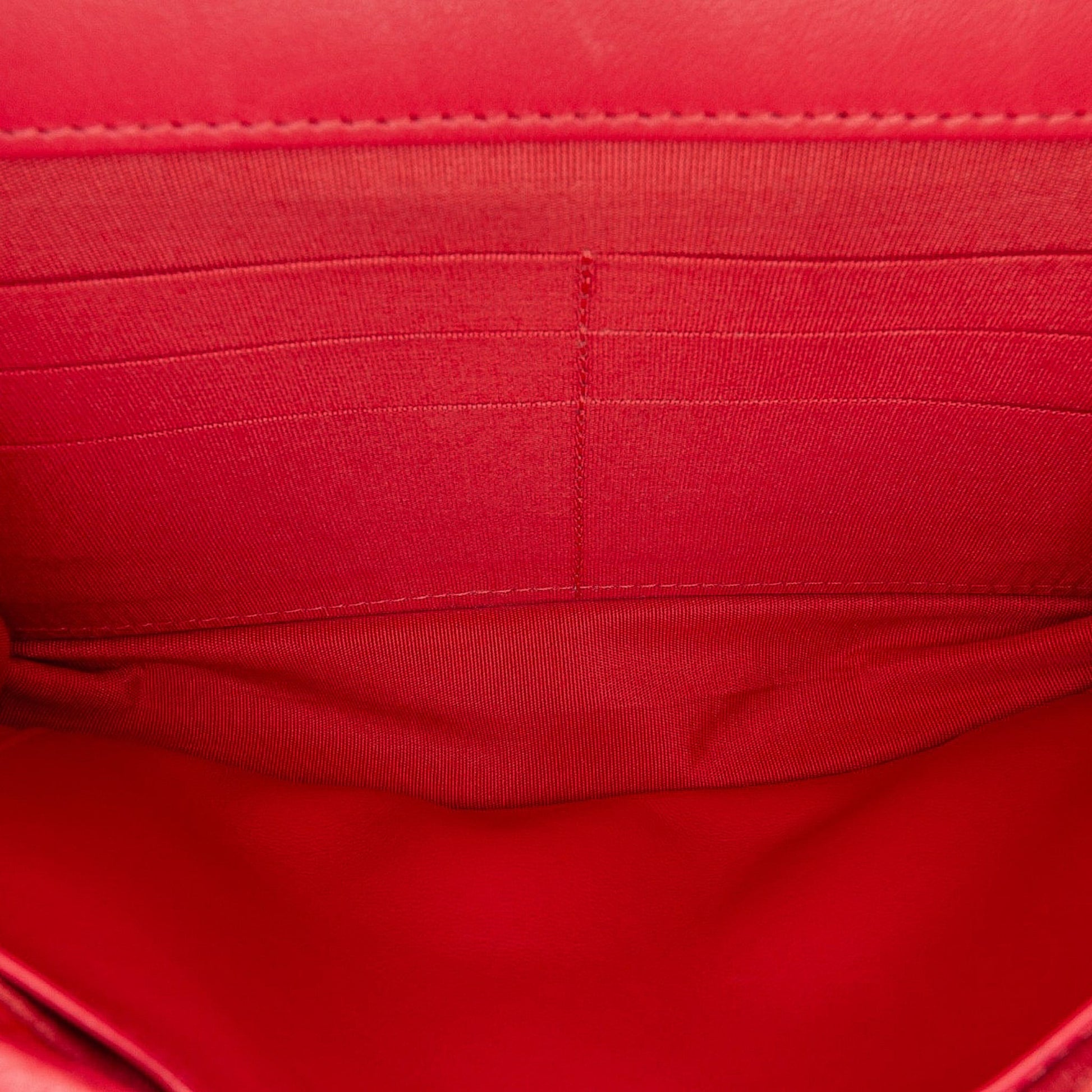 Second hand Chanel Boy Caviar Leather Quilted Wallet on Chain Crossbody Red - Tabita Bags