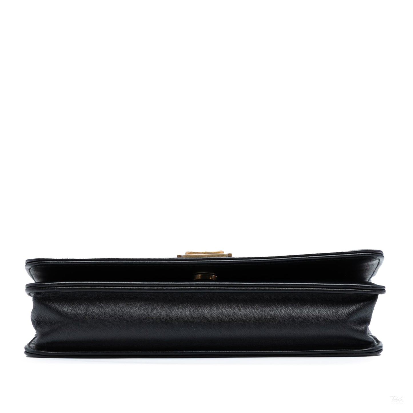 Second hand Chanel Boy Lambskin Leather Chevron Wallet on Chain Crossbody Black - Tabita Bags