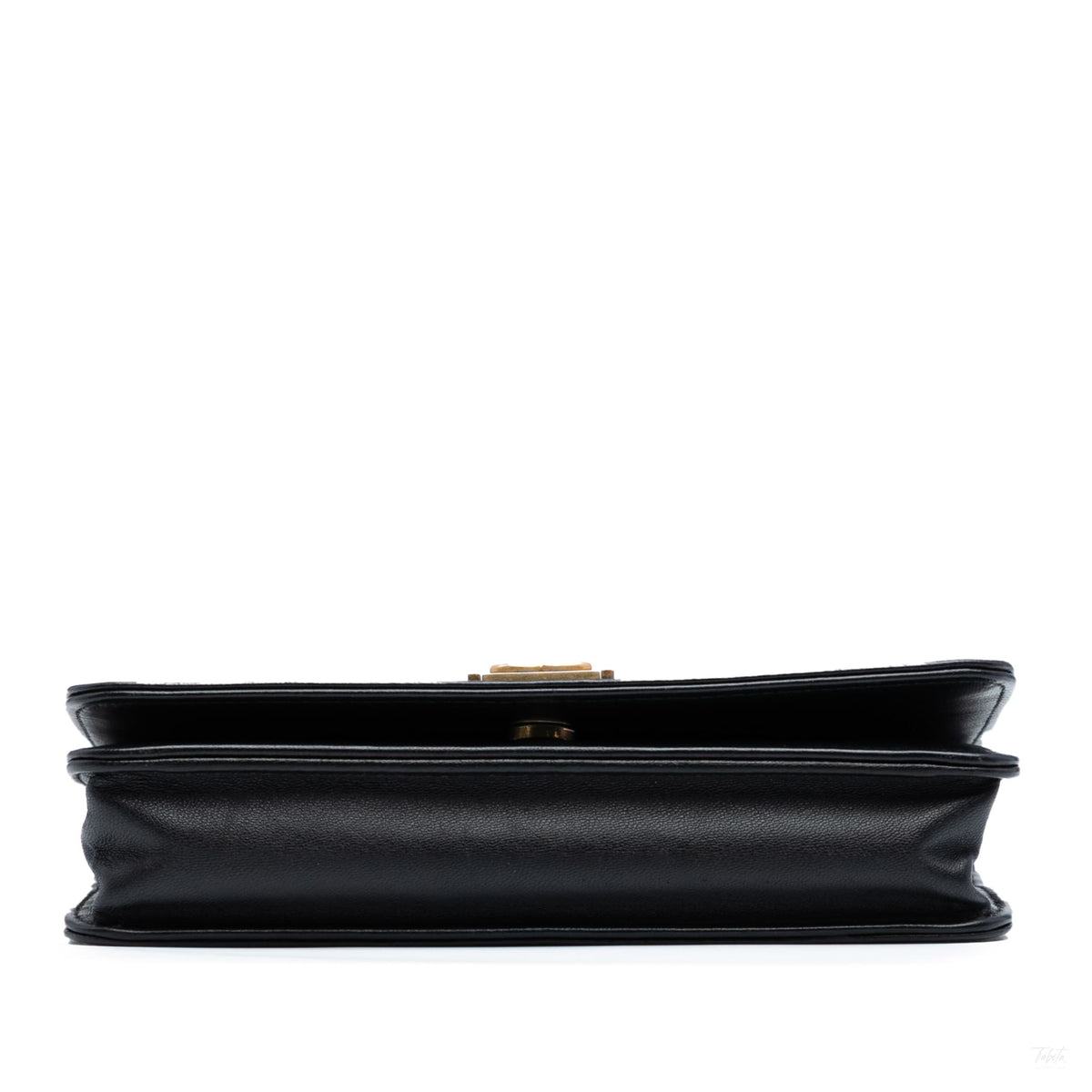 Second hand Chanel Boy Lambskin Leather Chevron Wallet on Chain Crossbody Black - Tabita Bags