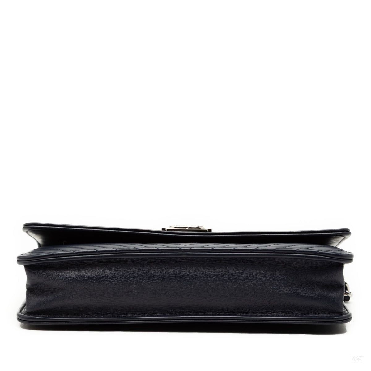 Second hand Chanel Boy Lambskin Leather Chevron Wallet on Chain Crossbody Blue - Tabita Bags