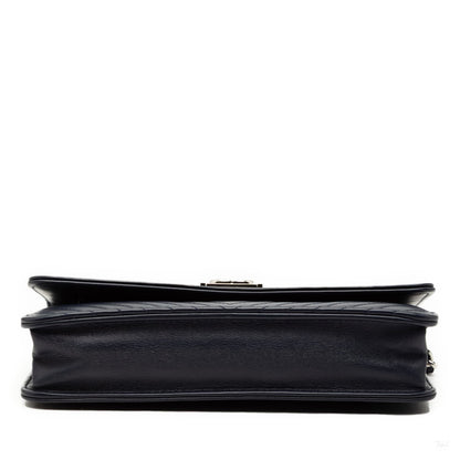 Second hand Chanel Boy Lambskin Leather Chevron Wallet on Chain Crossbody Blue - Tabita Bags