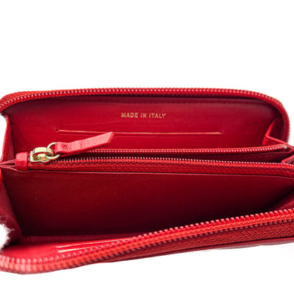 Second hand Chanel Boy Lambskin Leather Matelassè Zip Wallet Raspberry Red - Tabita Bags