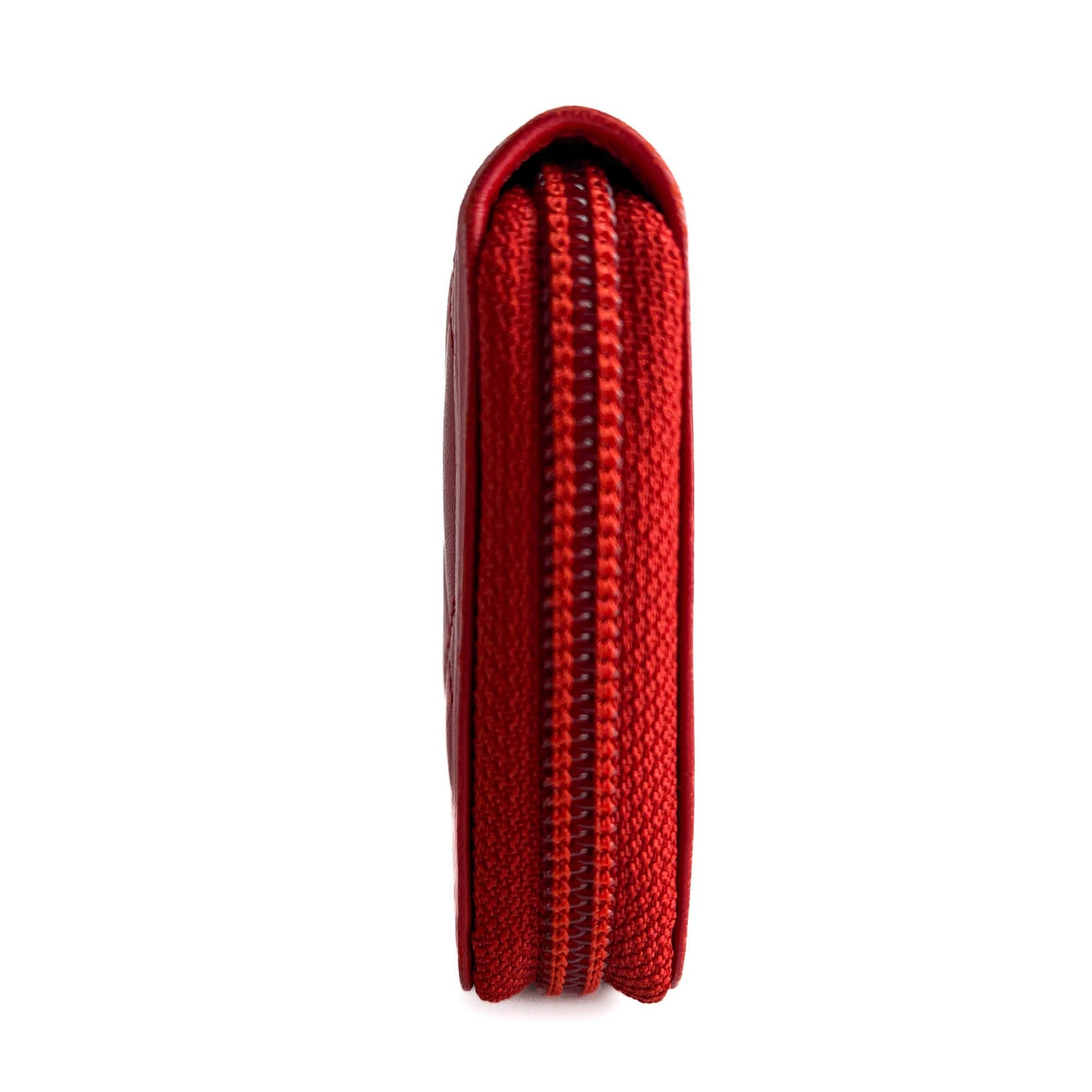 Second hand Chanel Boy Lambskin Leather Matelassè Zip Wallet Raspberry Red - Tabita Bags