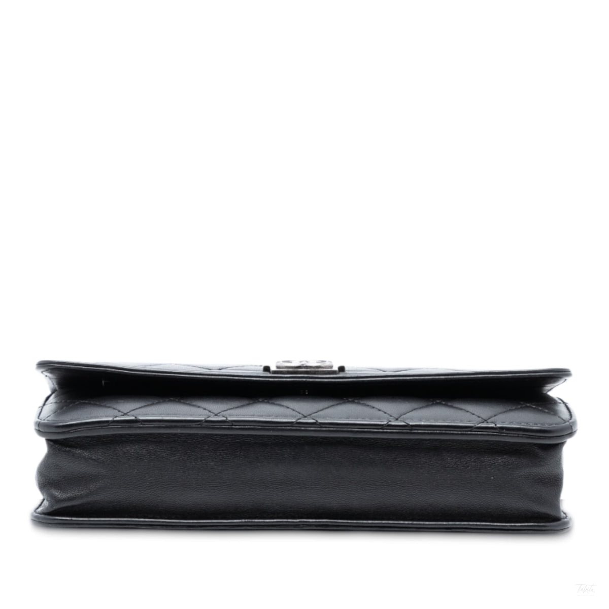 Second hand Chanel Boy Lambskin Leather Quilted Wallet on Chain Crossbody Black - Tabita Bags