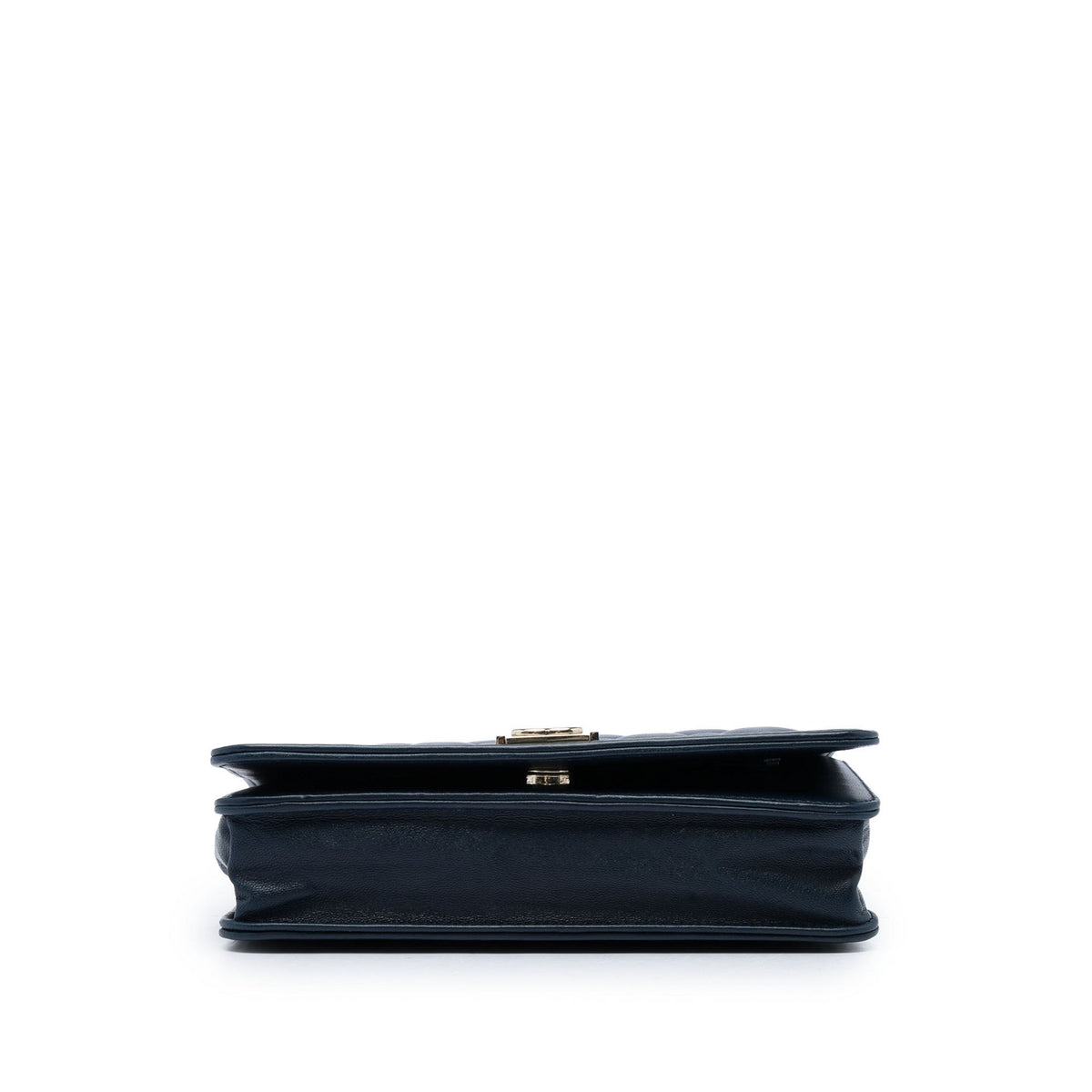 Second hand Chanel Boy Lambskin Leather Quilted Wallet on Chain Crossbody Blue - Tabita Bags