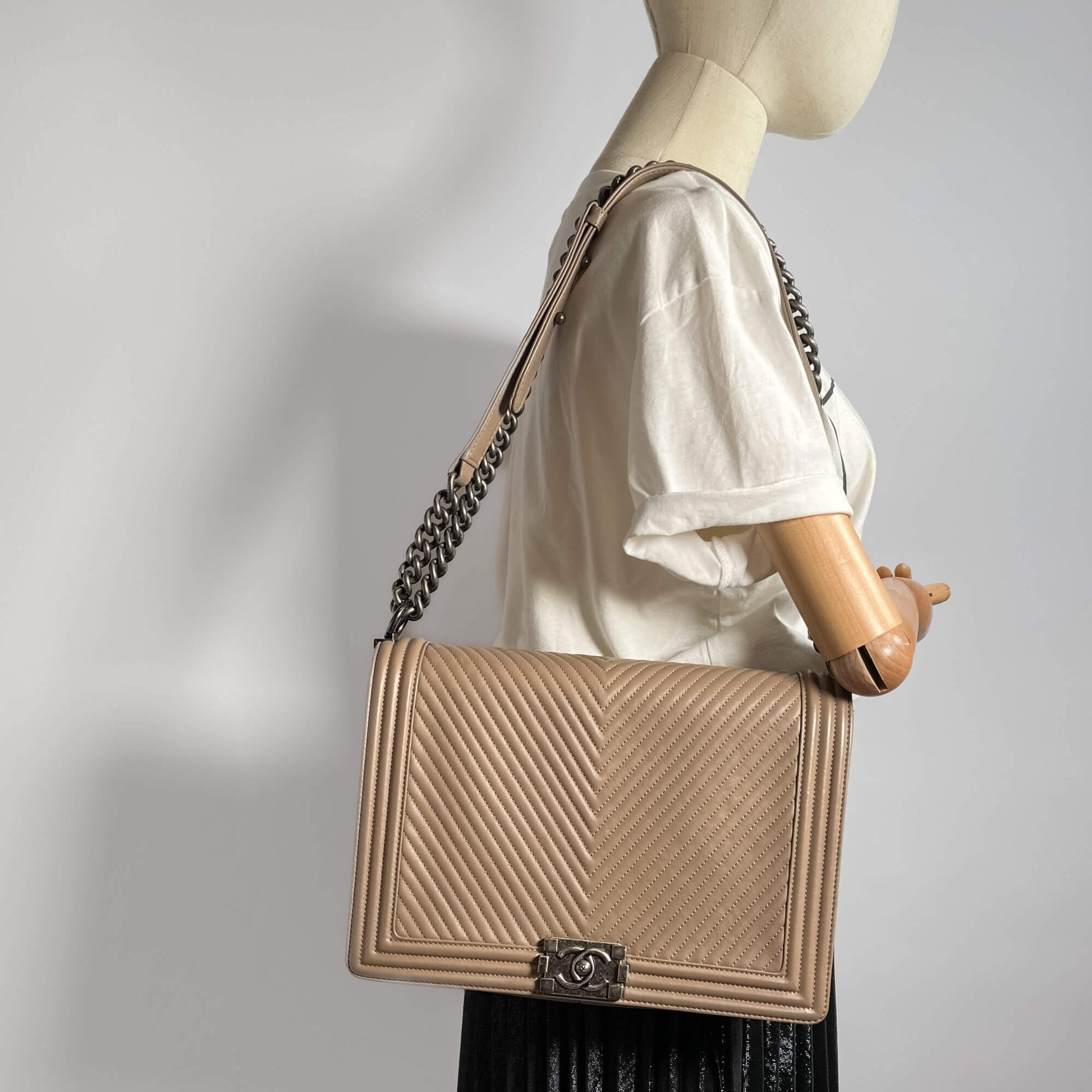 Chevron Chanel Boy Bag Cream Chanel Boy Wallet On Chain WOC In