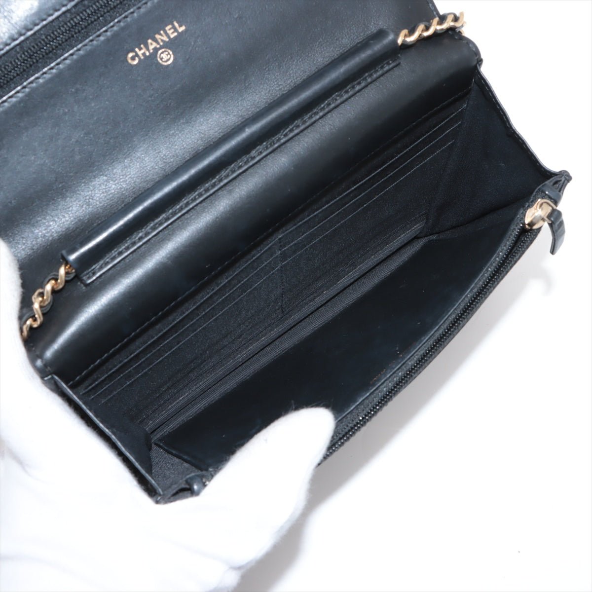 Second hand Chanel Boy Leather Wallet on Chain Clutch Black - Tabita Bags