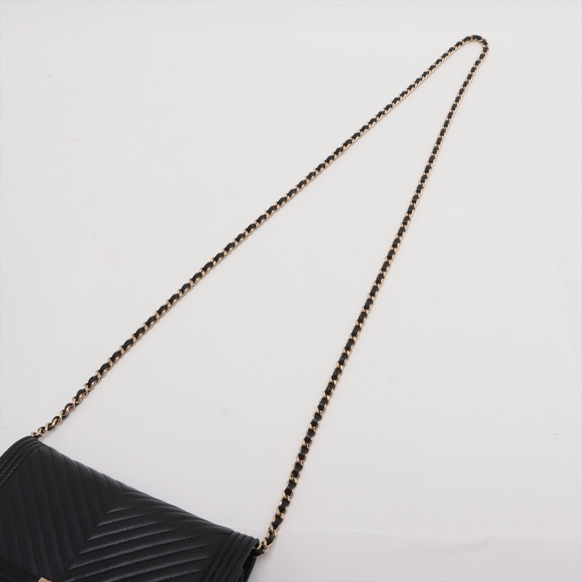 Second hand Chanel Boy Leather Wallet on Chain Clutch Black - Tabita Bags