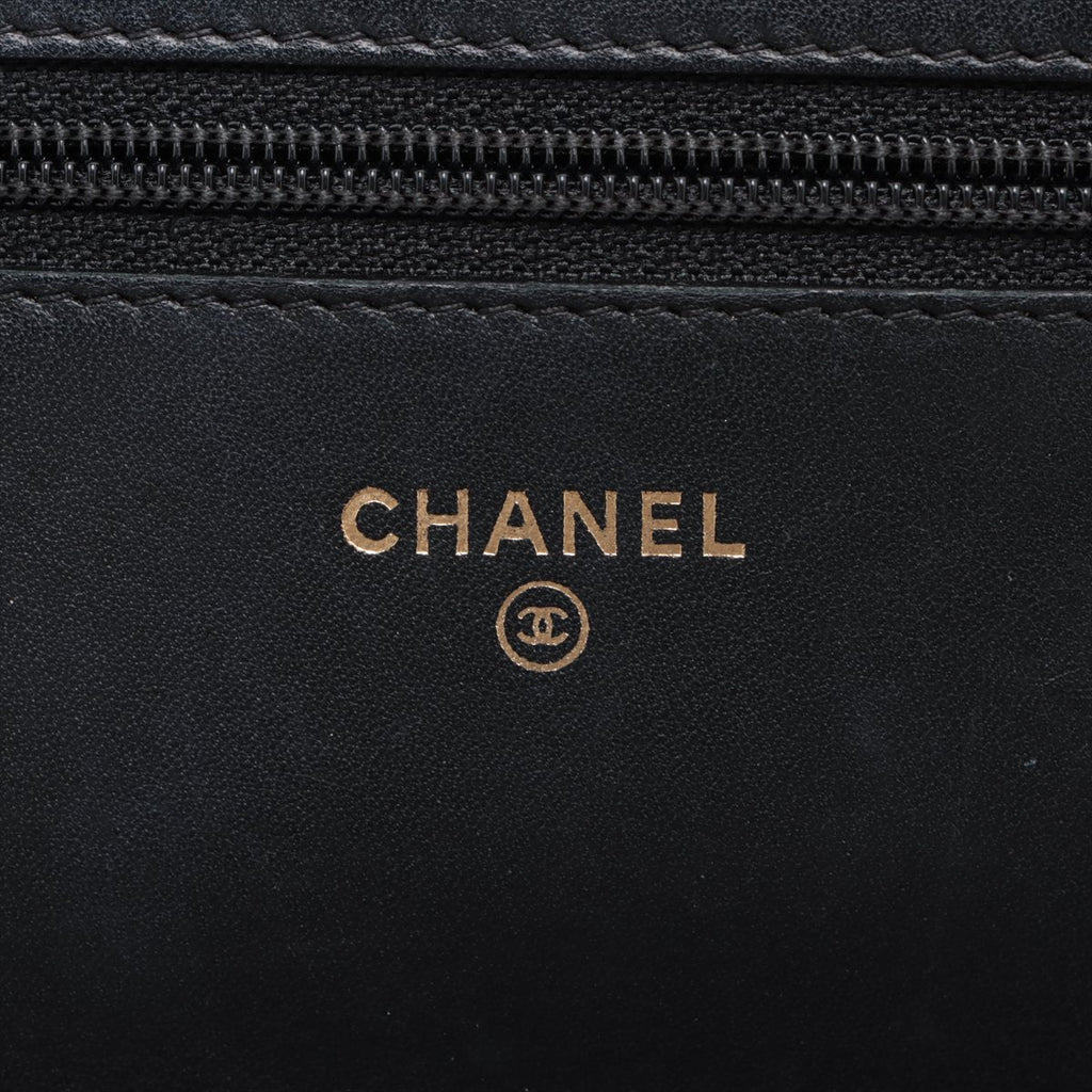 Second hand Chanel Boy Leather Wallet on Chain Clutch Black - Tabita Bags