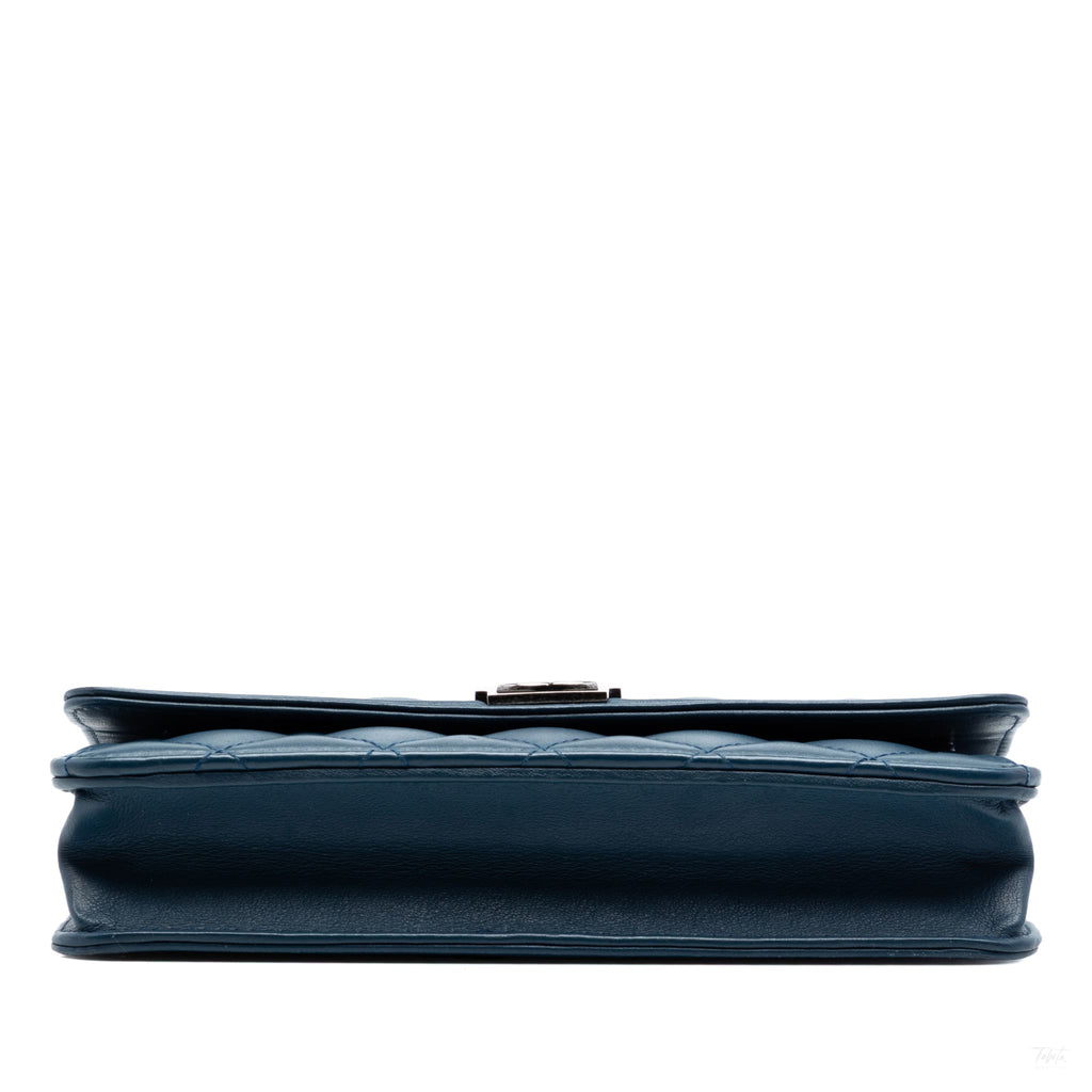 Second hand Chanel Boy Leather Wallet on Chain Clutch Blue - Tabita Bags