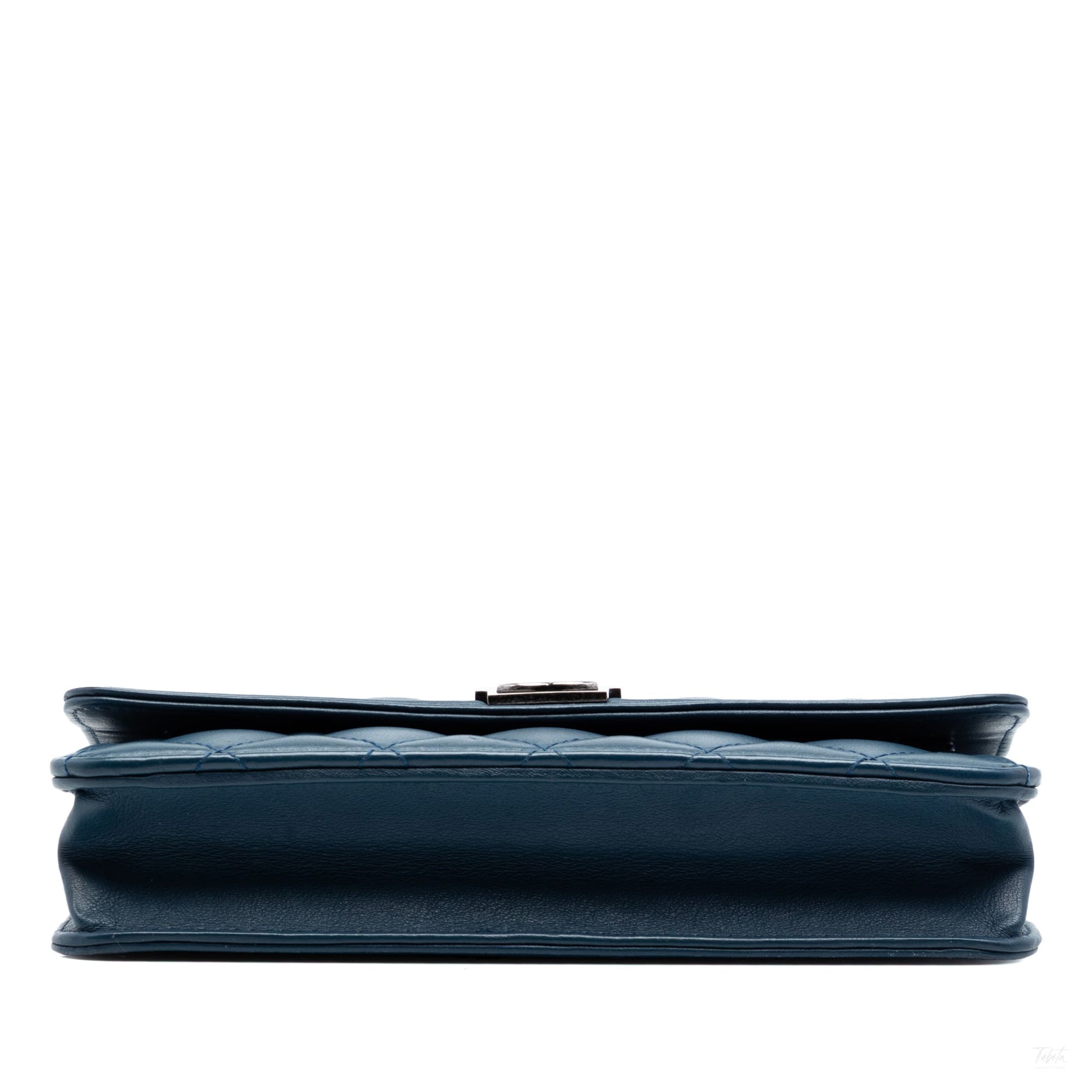 Second hand Chanel Boy Leather Wallet on Chain Clutch Blue - Tabita Bags