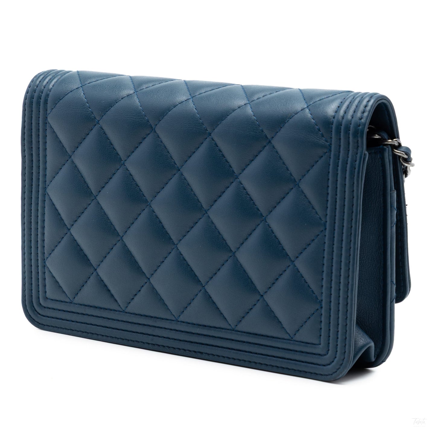Second hand Chanel Boy Leather Wallet on Chain Clutch Blue - Tabita Bags