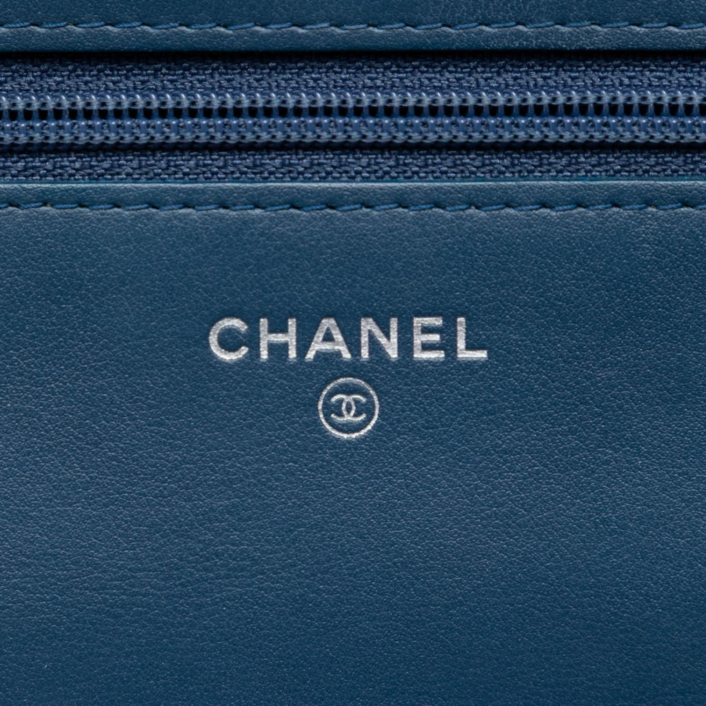 Second hand Chanel Boy Leather Wallet on Chain Clutch Blue - Tabita Bags