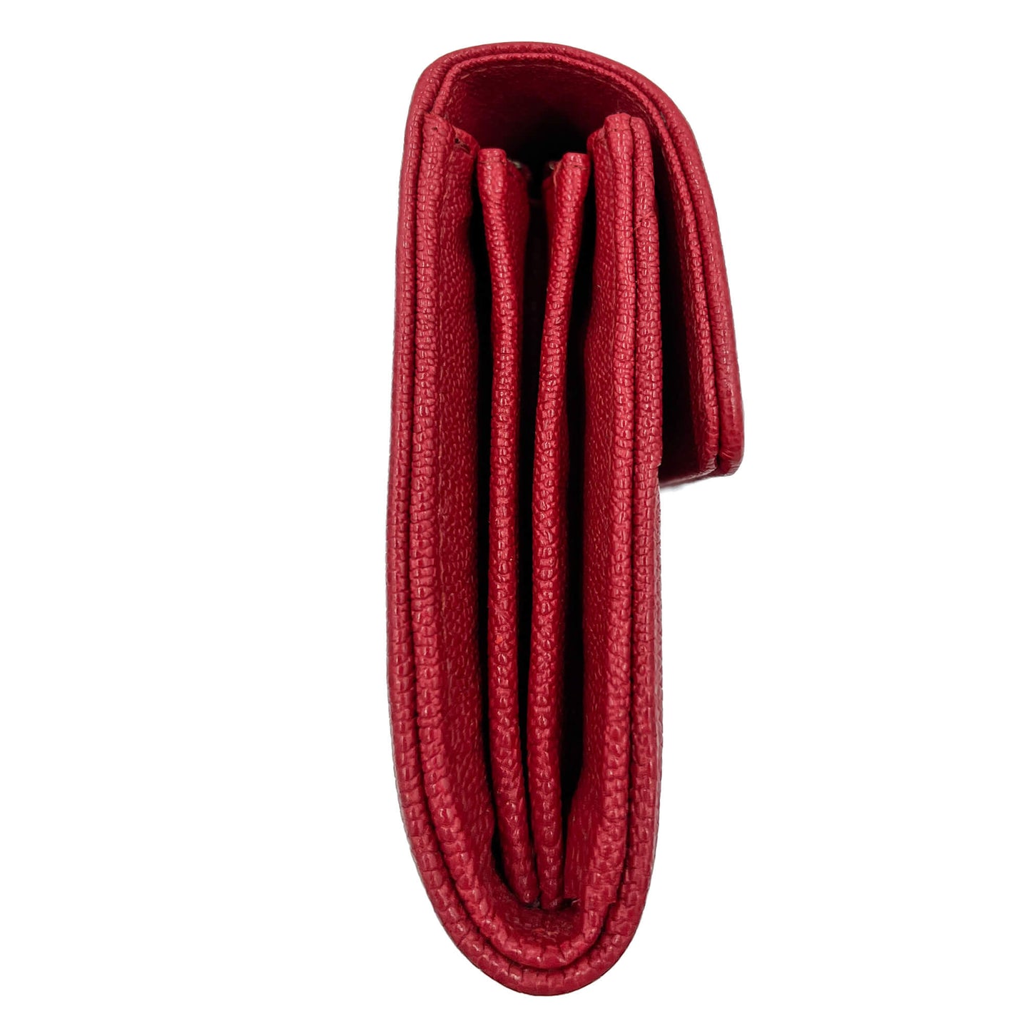 Second hand Chanel Boy Matelassè Caviar Leather Folding Wallet Cherry Red - Tabita Bags