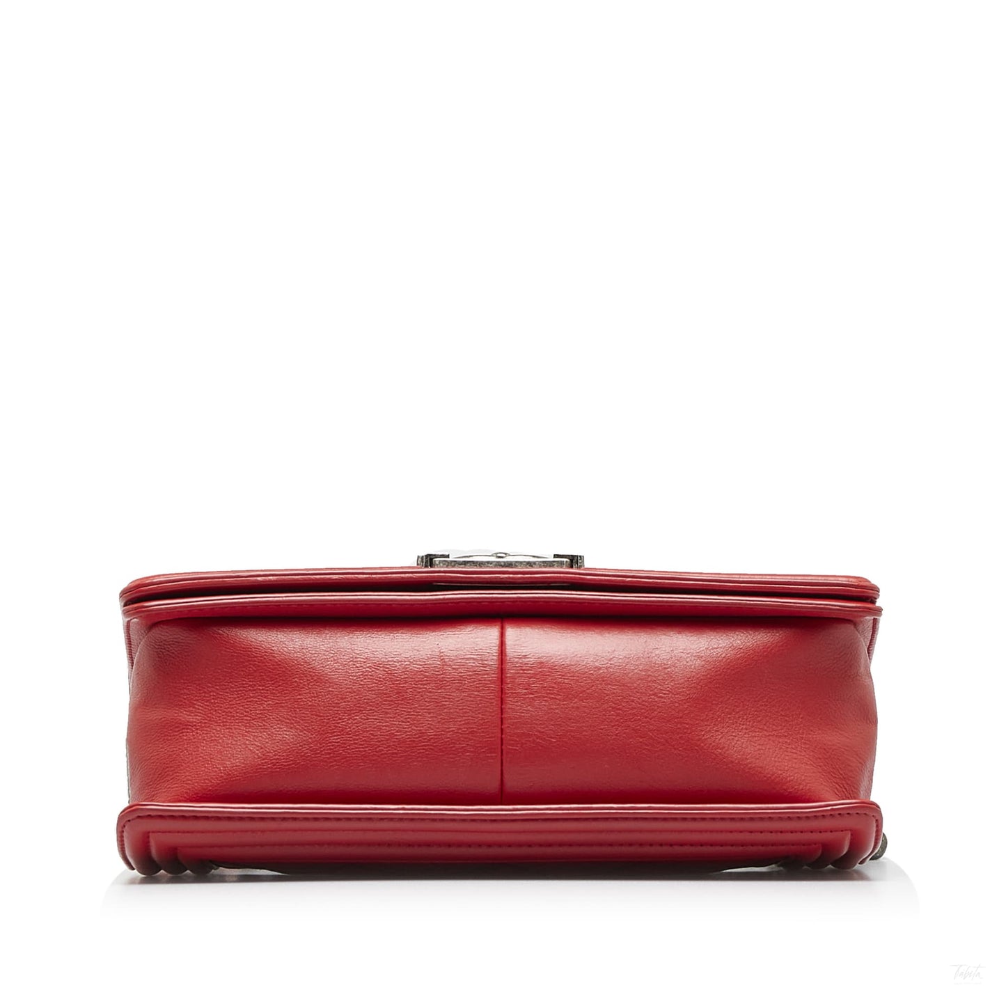 Second hand Chanel Boy Medium Calfskin Leather Double Stitch Quilted Shoulder Bag Red - Tabita Bags