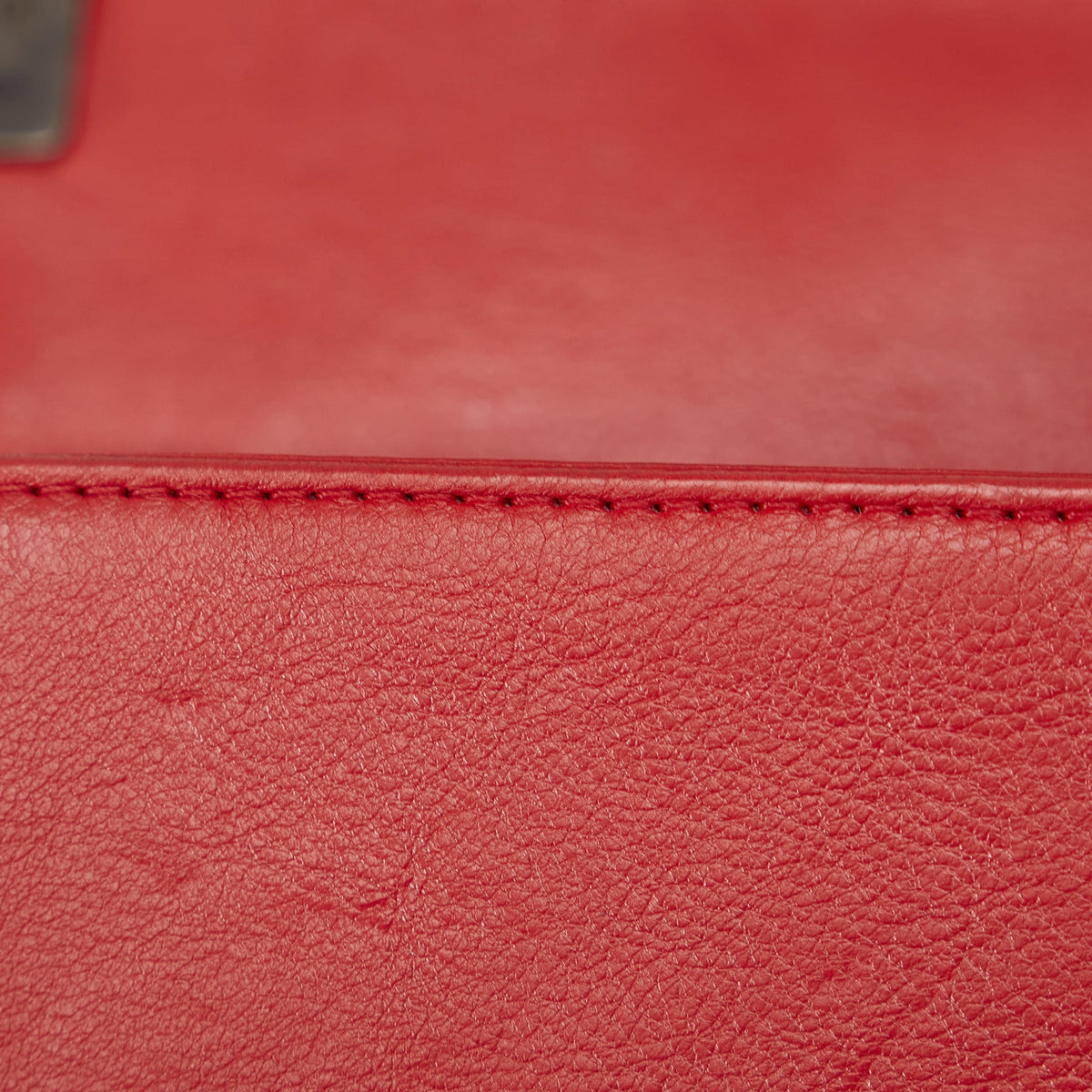Second hand Chanel Boy Medium Calfskin Leather Double Stitch Quilted Shoulder Bag Red - Tabita Bags