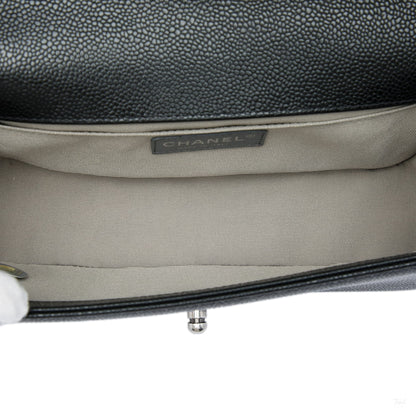 Second hand Chanel Boy Medium Caviar Leather Quilted Shoulder Bag Black - Tabita Bags