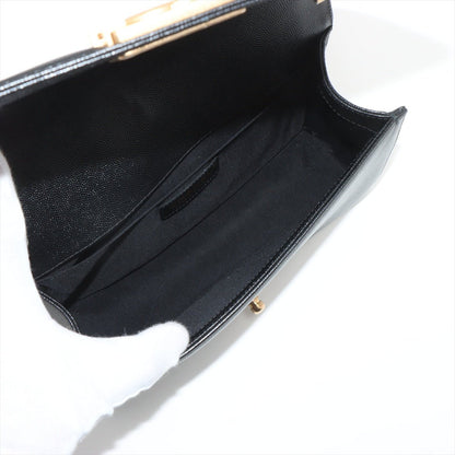 Second hand Chanel Boy Medium Caviar Leather Quilted Shoulder Bag Black - Tabita Bags