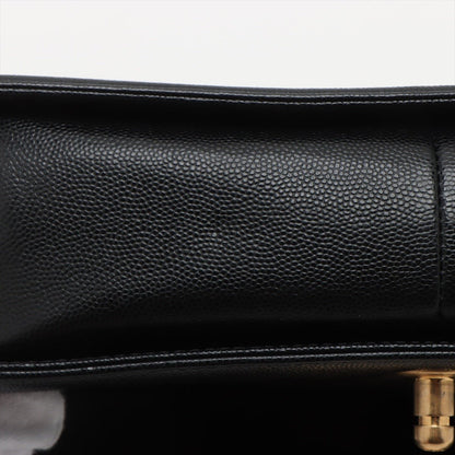 Second hand Chanel Boy Medium Caviar Leather Quilted Shoulder Bag Black - Tabita Bags