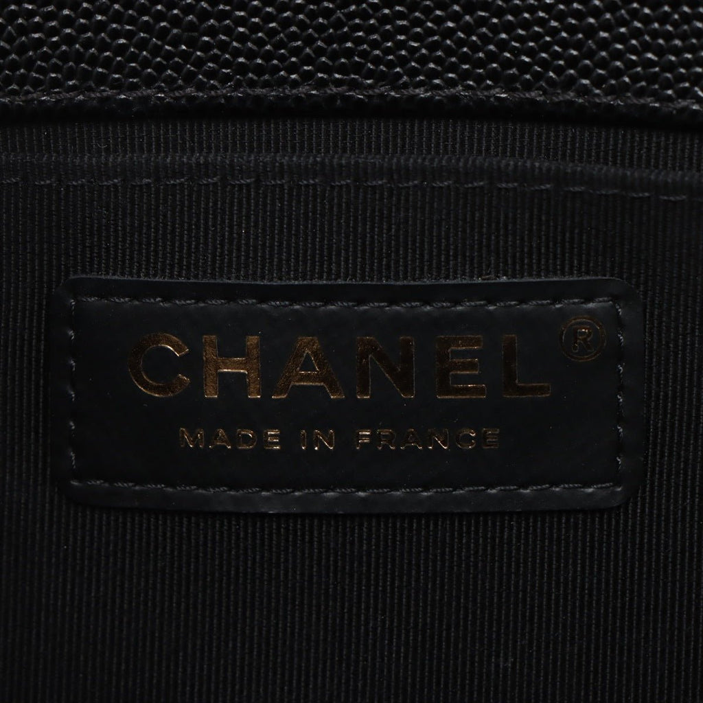 Second hand Chanel Boy Medium Caviar Leather Quilted Shoulder Bag Black - Tabita Bags