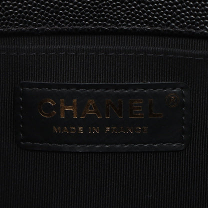 Second hand Chanel Boy Medium Caviar Leather Quilted Shoulder Bag Black - Tabita Bags