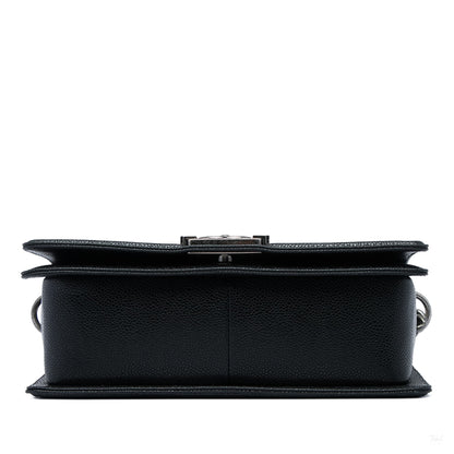 Second hand Chanel Boy Medium Caviar Leather Quilted Shoulder Bag Black - Tabita Bags