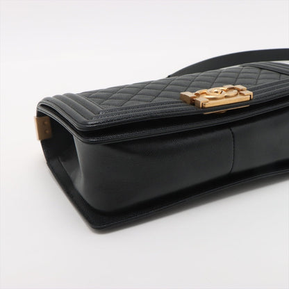 Second hand Chanel Boy Medium Caviar Leather Quilted Shoulder Bag Black - Tabita Bags