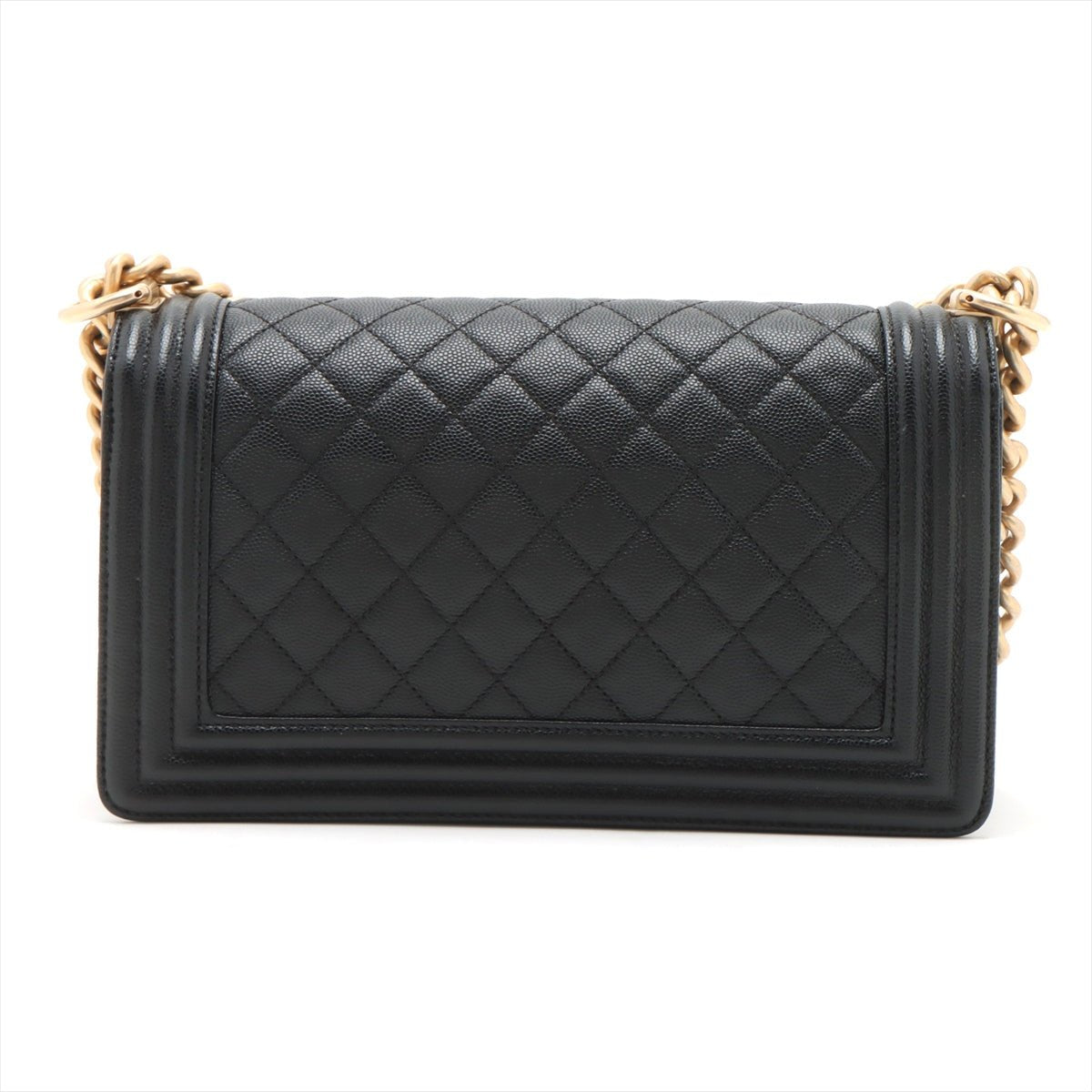 Second hand Chanel Boy Medium Caviar Leather Quilted Shoulder Bag Black - Tabita Bags