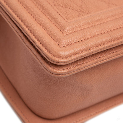 Second hand Chanel Boy Medium Caviar Leather Quilted Shoulder Bag Brown - Tabita Bags